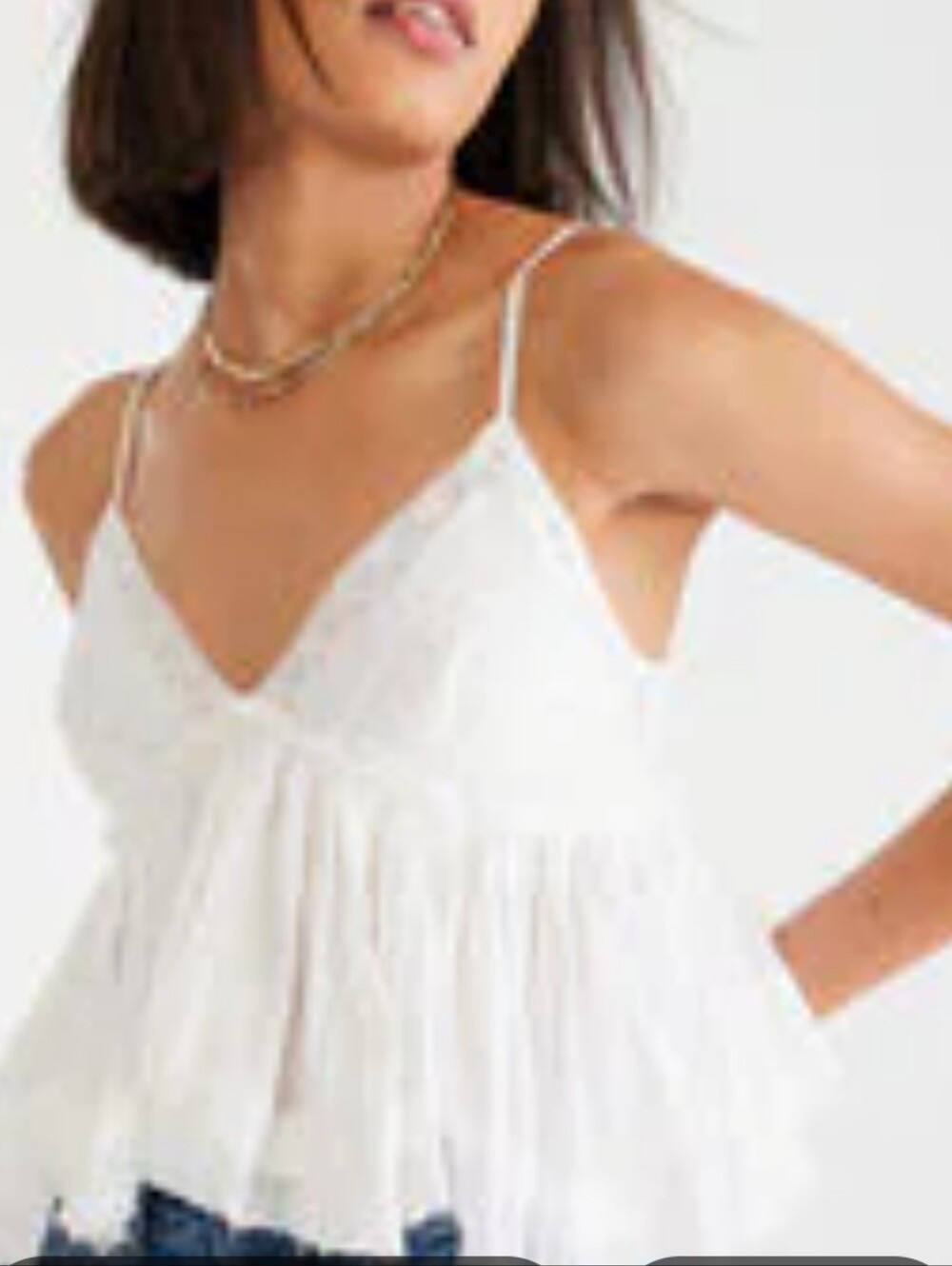 Self Esteem White Eyelet Babydoll Cami Top Large Cottagecore Boho Y2K Summer